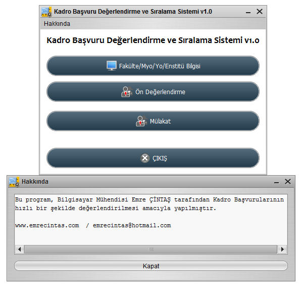 Kadro Başvuru Değerlendirme ve Sıralama Sistemi v1.0